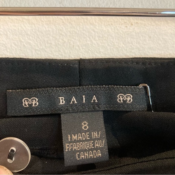 BAIA Sz 8 97% Wool 3% Lycra Unlined Wide Leg Pockets Cuffed Hem Pants Trousers - Picture 3 of 8